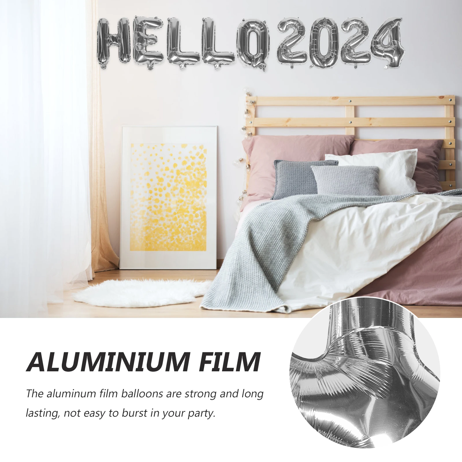 

1 set 1 Set 2024 Aluminum Film Balloons Party Decorative New Year Balloons Festival Party Supplies Decorations Bright
