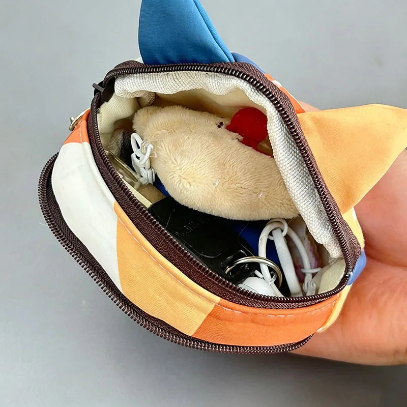 Fashion Portable Waterproof Patchwork Coin Purse Cat Zipper Design Small Cosmetic Pouch Storage Case Home Travel