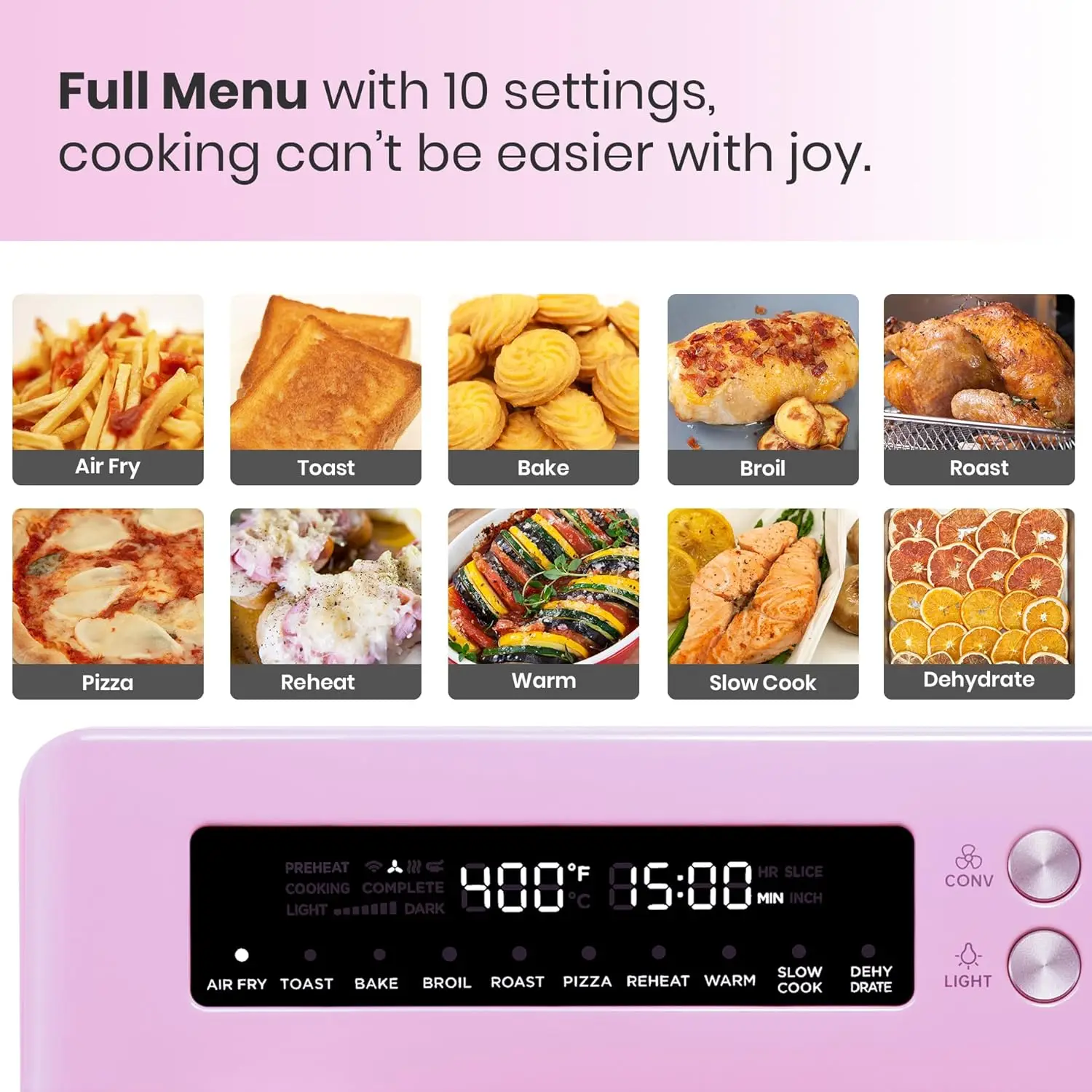 Infrared Heating Air Fryer Toaster Oven Extra Large Countertop Convection Oven 10-in-1 Combo 6-Slice Toast Enamel Baking Pan