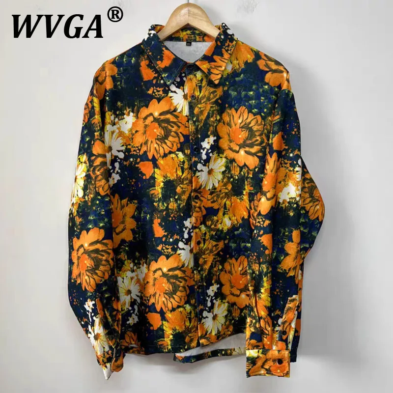 

WVGA Tops Spring Autumn New Man Y2K High Street Printed Trendy Personality Design Niche Chic Casual Long Sleeve Shirt Ins W11509