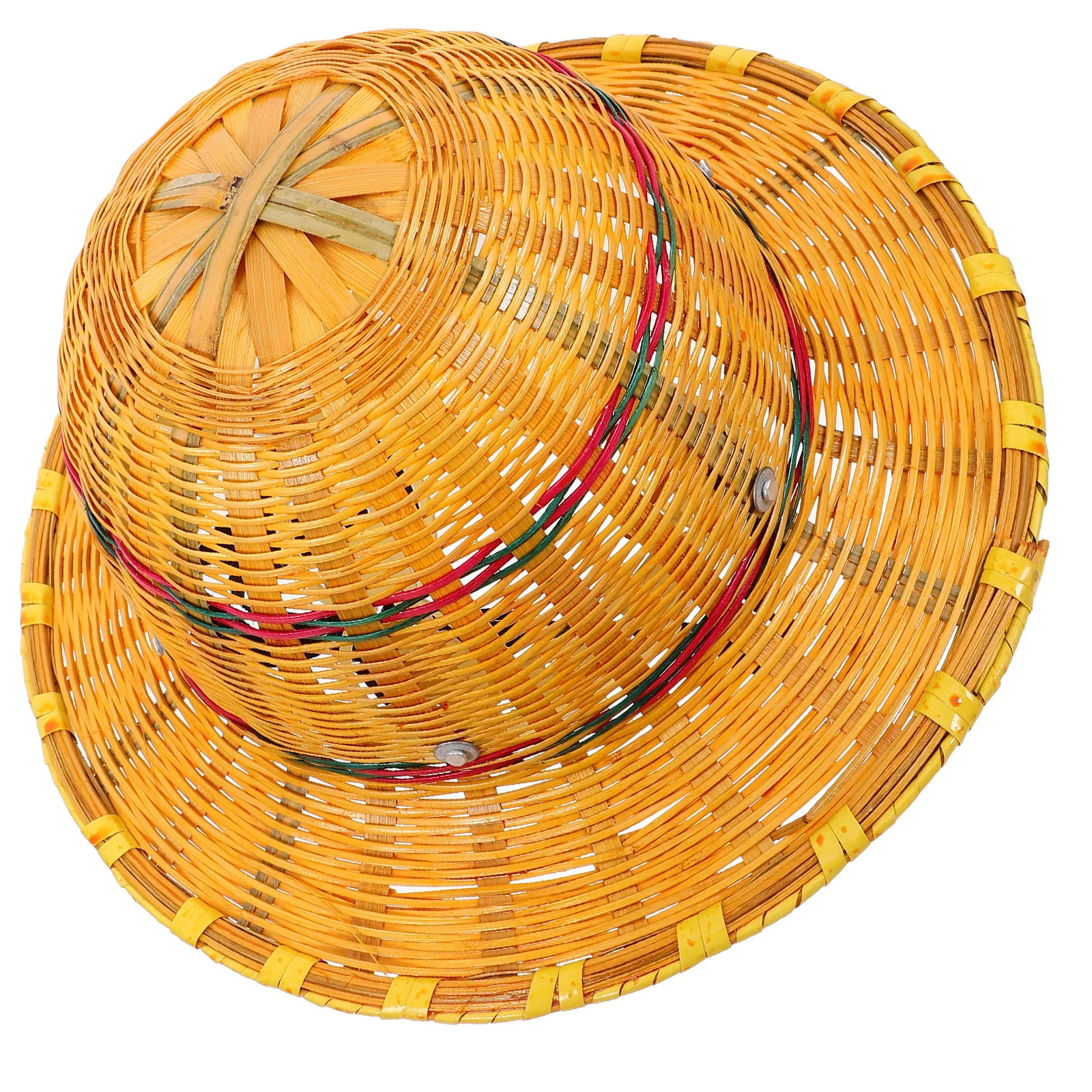 Bamboo Woven Construction Safety Sun Hat Enlarged Brim Breathable Hard Hat Straw Combo Outdoor Hiking Uv Protection