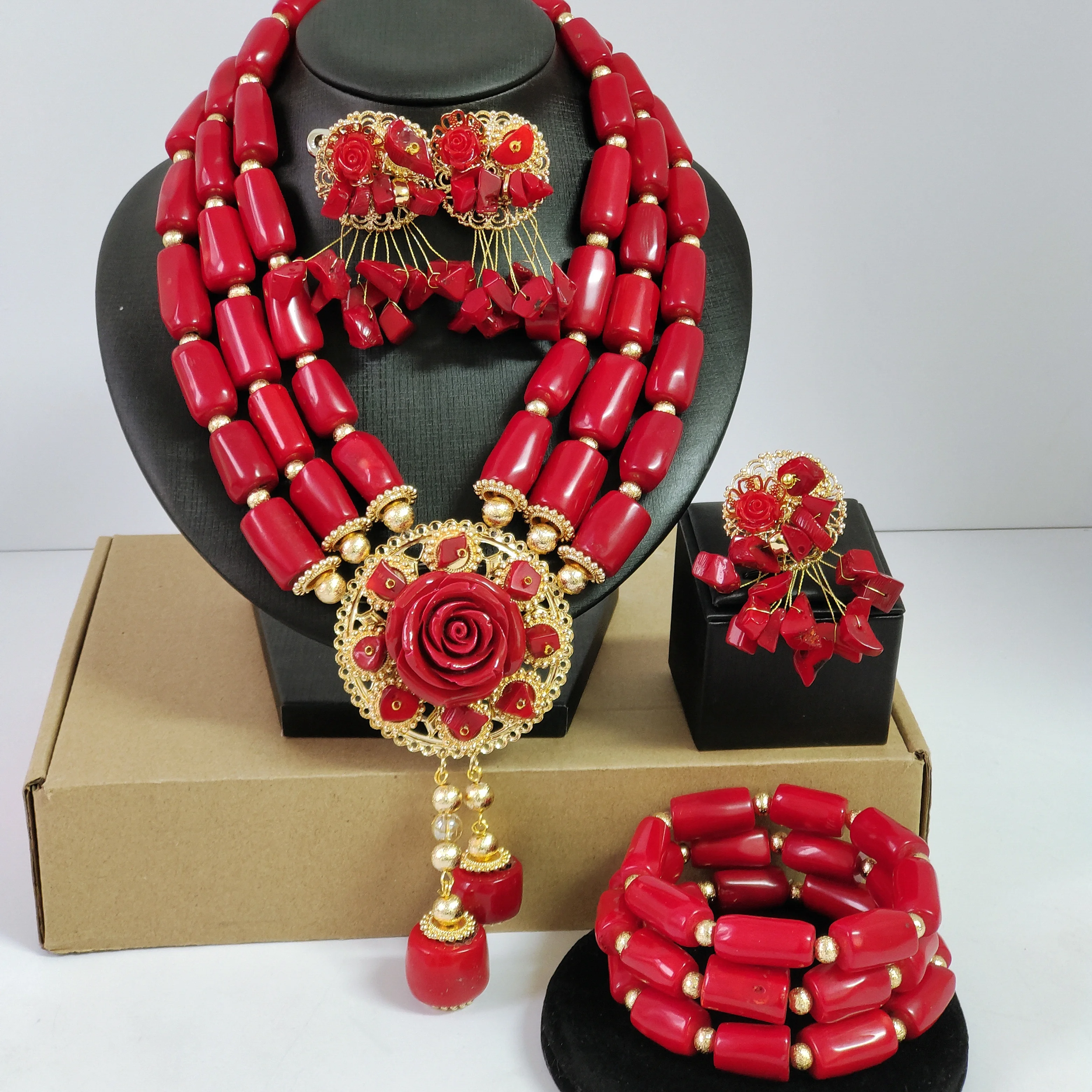 

Beautiful African Coral Beads Necklace Set For Wedding Real 2026 New