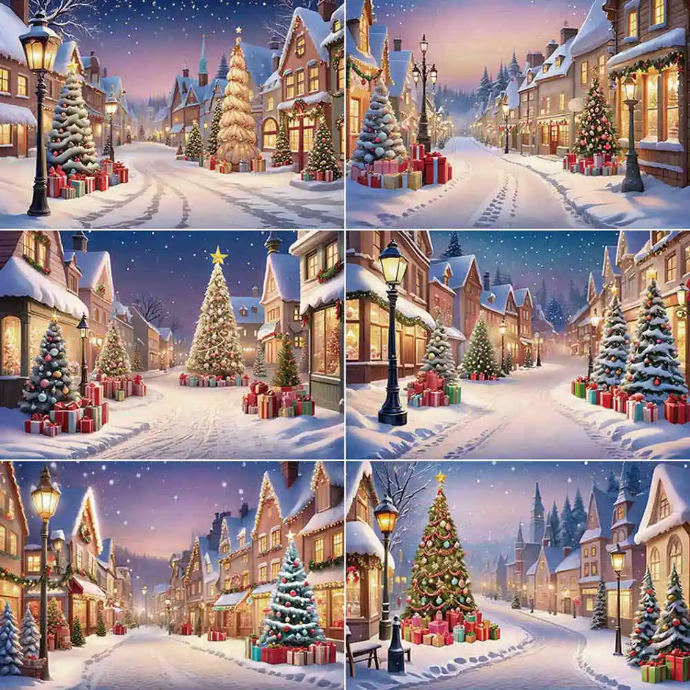 

MOON.QG 2025 Christmas Street Photography Backgrounds Baby Winter Snow New Year Party Photocall Backdrops Studio Photobooth