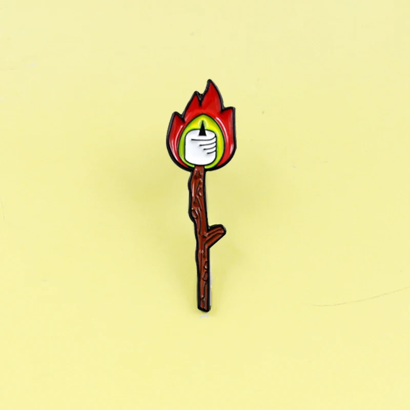 Red flame Brooch Cartoon Enamel Pins Candle Brooch For Women jewelry Halloween pins Accessories gift Brosche Match Candle shape