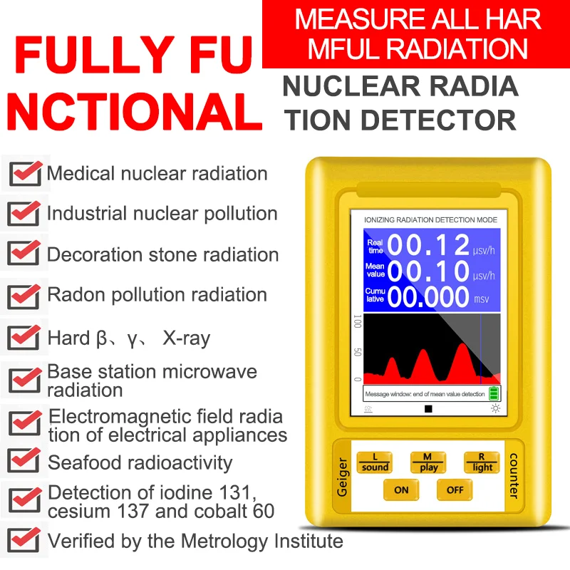 LCD Display Radiation Detector Series Multifunctional Nuclear Radiation Detector Dosimeter Monitor Radiation Tester EMF Meter