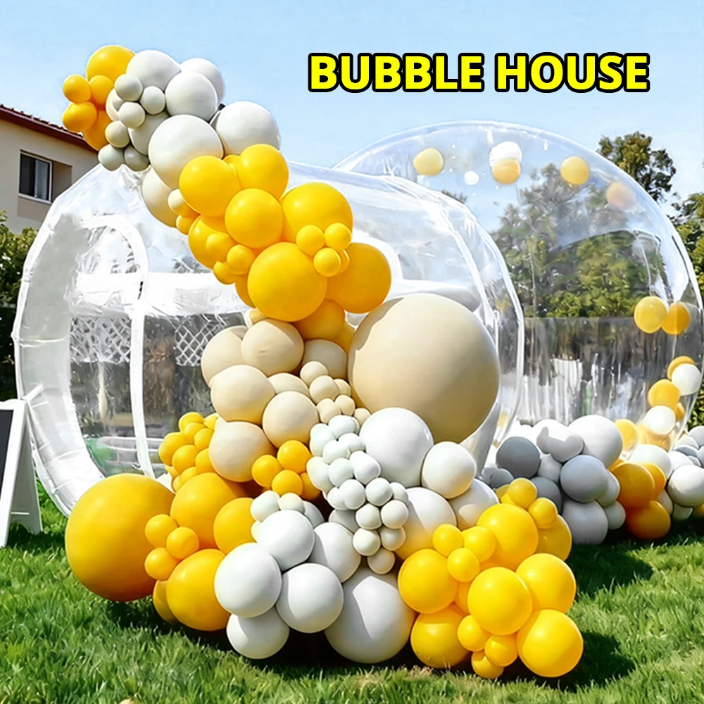 Commerciële transparante PVC bubbelhuis, opblaasbaar bubbelhuis, met luchtpomp en blower, voor bijeenkomsten en verjaardagsfeesten.