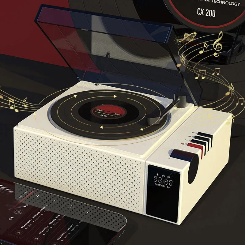 Portable Vintage Bluetooth Speaker Classic Vinyl Record Player Design Soundbar Hifi Sound Music Box TF Card Player for Home Offi