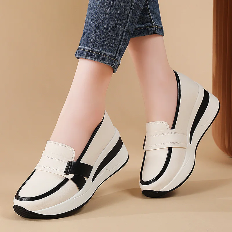 ENJOYOU Slip-on Casual Wedge Heel Platform Loafers - New Autumn Collection, Versatile, Travel-friendly, Fashionable, And Effortl
