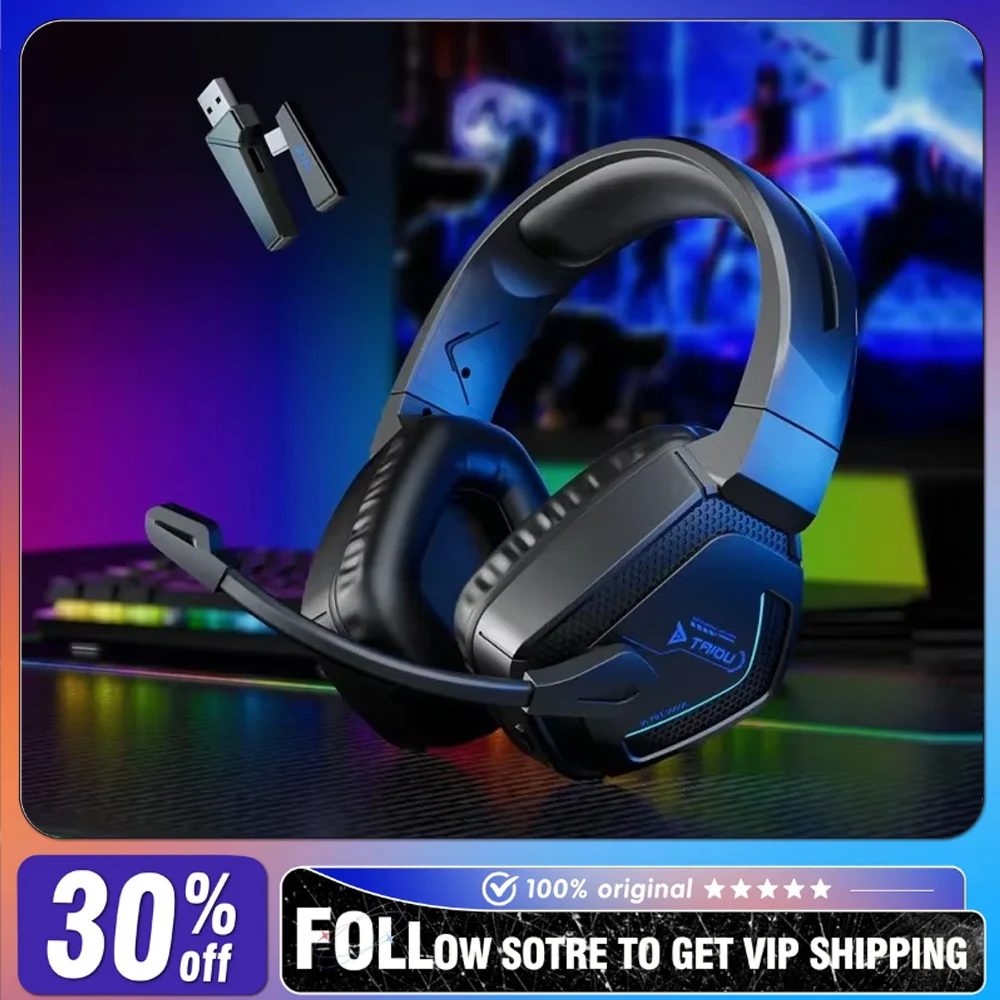 TAIDU T01 2.4G سماعات لاسلكية بأربعة أوضاع مريحة للحد من الضوضاء RGB E-sports Gamer Walorant سماعة رأس مع ميكروفون