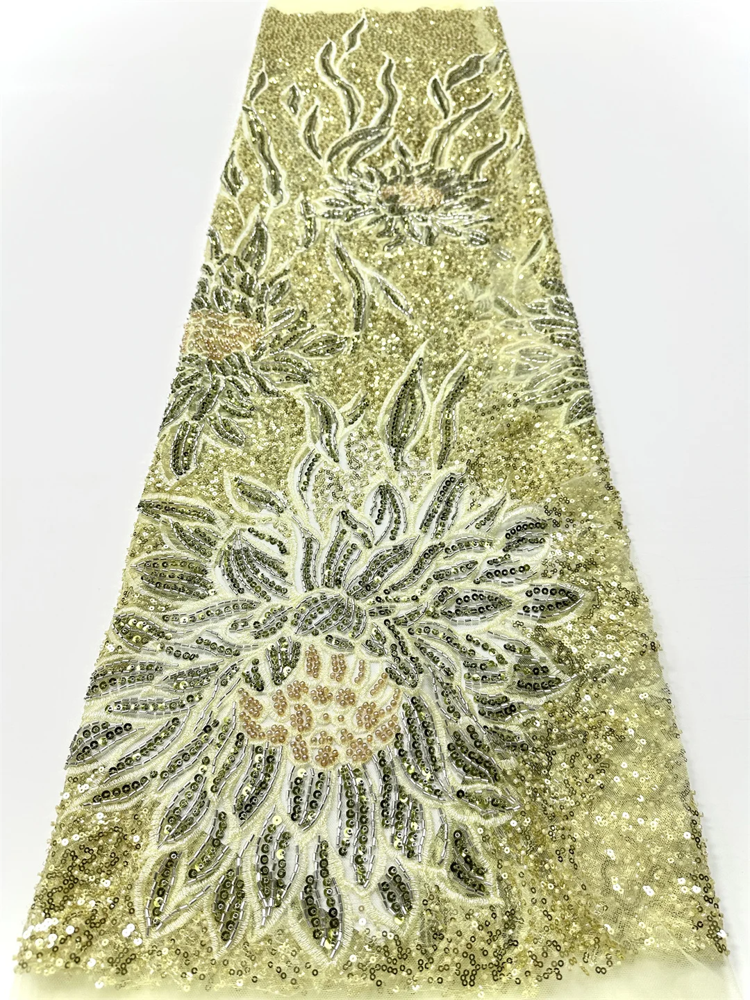 

Tulle Lace Fabric 2025 French Net Sequins Fabric Sewing Embroidery With Beads Lace African Tulle Mesh Nigeria Dress 5 Yards