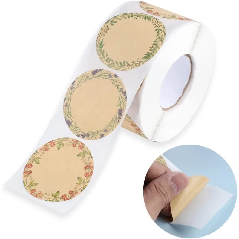 

500 Stickers/rolls Round Stickers Labels Kraft Thanks Canned Stickers Handmade Stickers Baking Decorations DIY Supplies