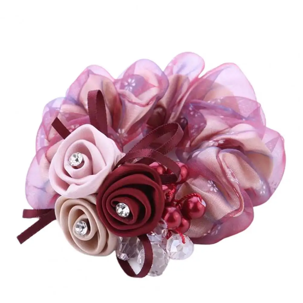 

Korean Elegant Flower Scrunchies Women Girls Elastic Tie Hair Ring Rope Holder Hair Accessories