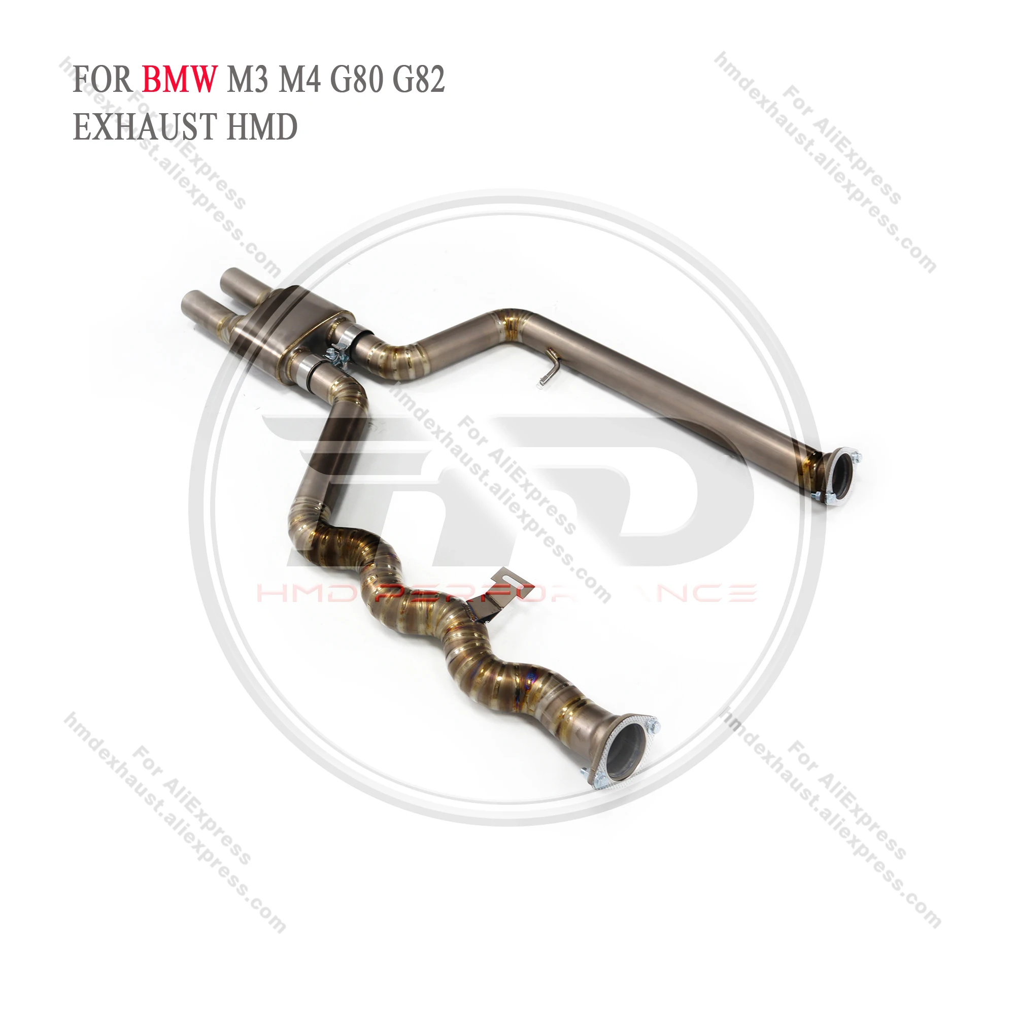 Limited time offer HMD Titanium Alloy Exhaust System Equal Length Middle Pipe For BMW M3 M4 G80 G82 Car Resonator Racing Pipe