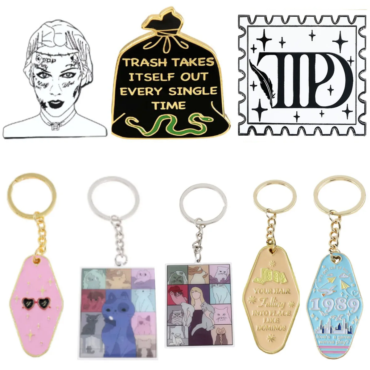 Cruel Summer Evermore Gold Rush 1989 Blank Space Motel Keychain Cowboy Keyring Music Album Peripheral Pendant Enamel pin Badge