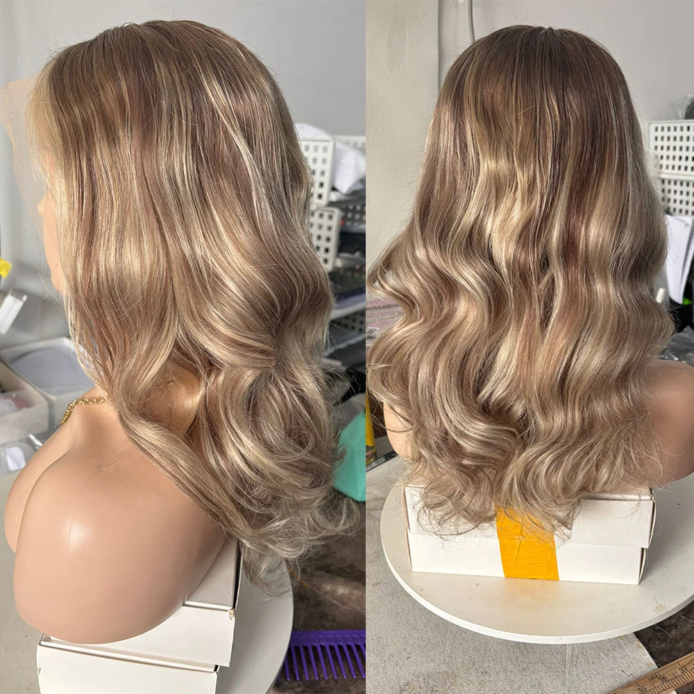 

Ash Blonde Highlights Shoulder Wavy Wig 18nch 150% 13x4 Lace Front Human Hair Wigs Super Clearance Ready To Ship Only One Piece