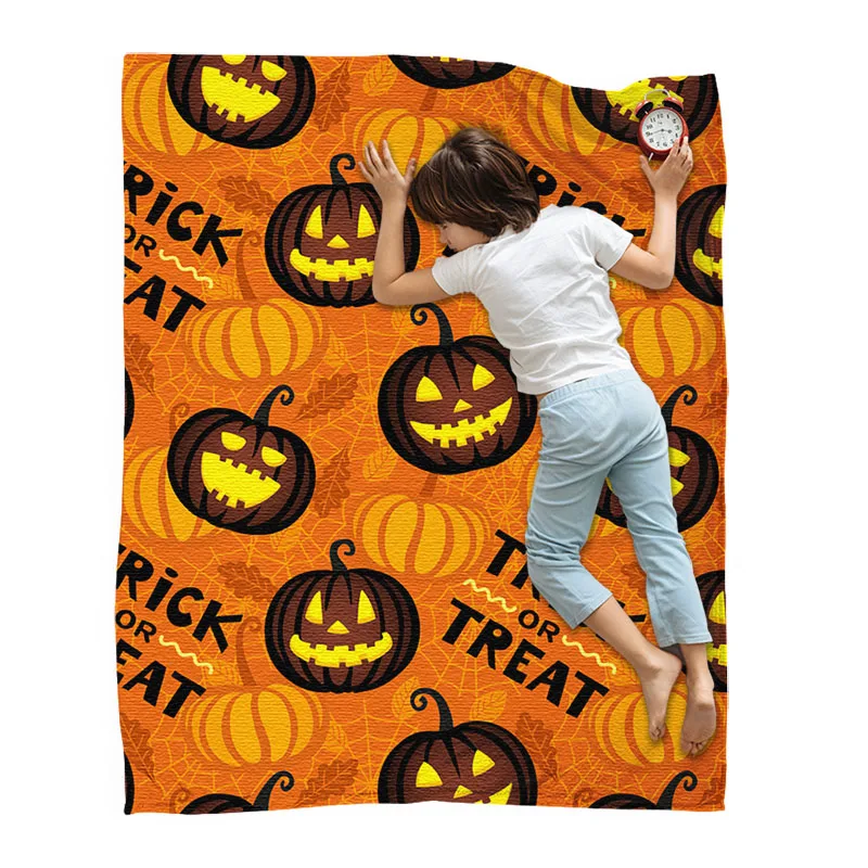 Kids Gift Halloween Throw Blanket Lovely Cartoon Animal Soft Cozy Microfiber Flannel Fleece Warm For Home Couch Bed and Sofa