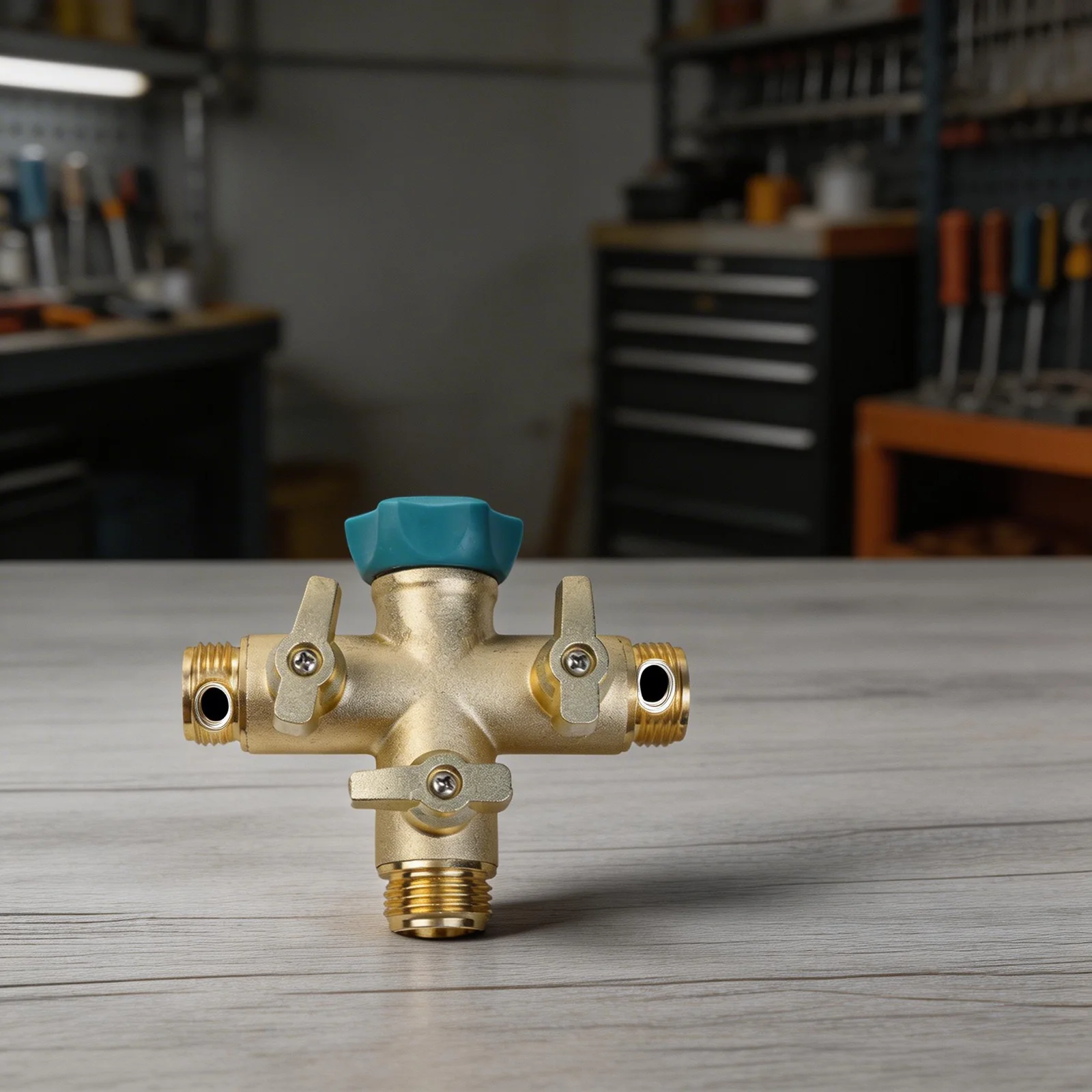 3-Way Brass Garden Hose Splitter with Individual Flow Control Valves for Standard 3/4 Inch Faucets and Hoses 3-Way