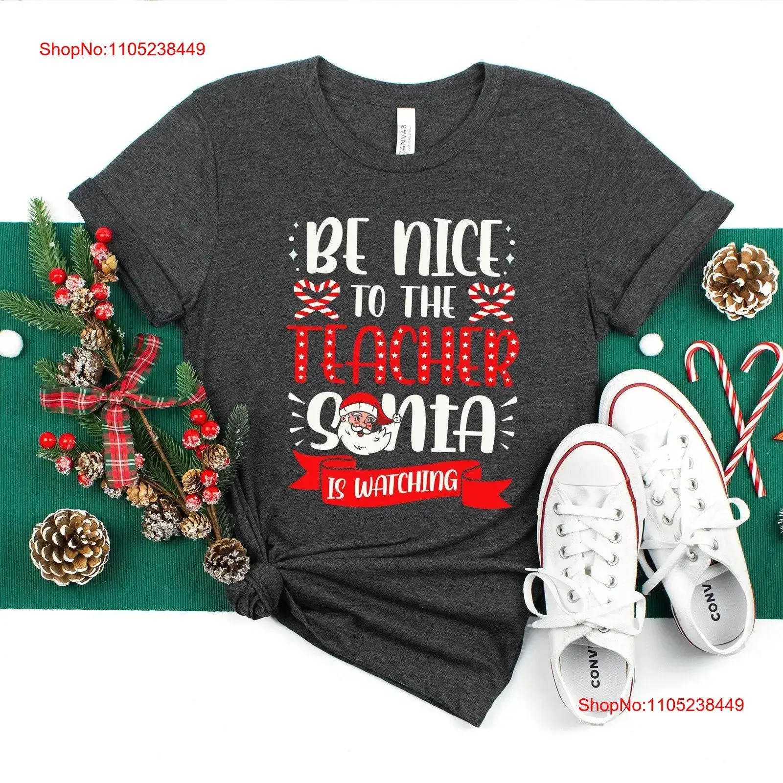 Christmas Xmas Be Nice To The Teacher Santa Is Watching T Shirt School Tutor Aides Principals Administrator Class vintage