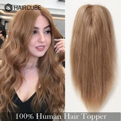 Women Toppers Remy Human Hair Topper Natural Brown Golden Hair Pieces for Women with Thinning Hair Clip in Topper Hair Extension