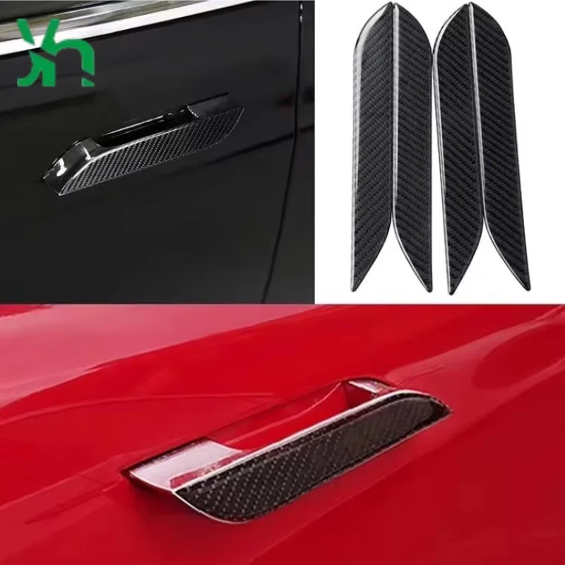 Яркая дверная ручка из углеродного волокна, внешняя дверная ручка для Tesla MODEL S 2016-2023, декоративный комплект кузова