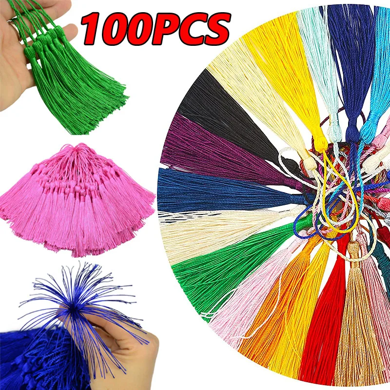 

100pcs/Pack Polyester Silk Tassel Fringe 13cm Cotton Tassels Trim For Sewing Curtains DIY Craft Accessories Wedding Decoration