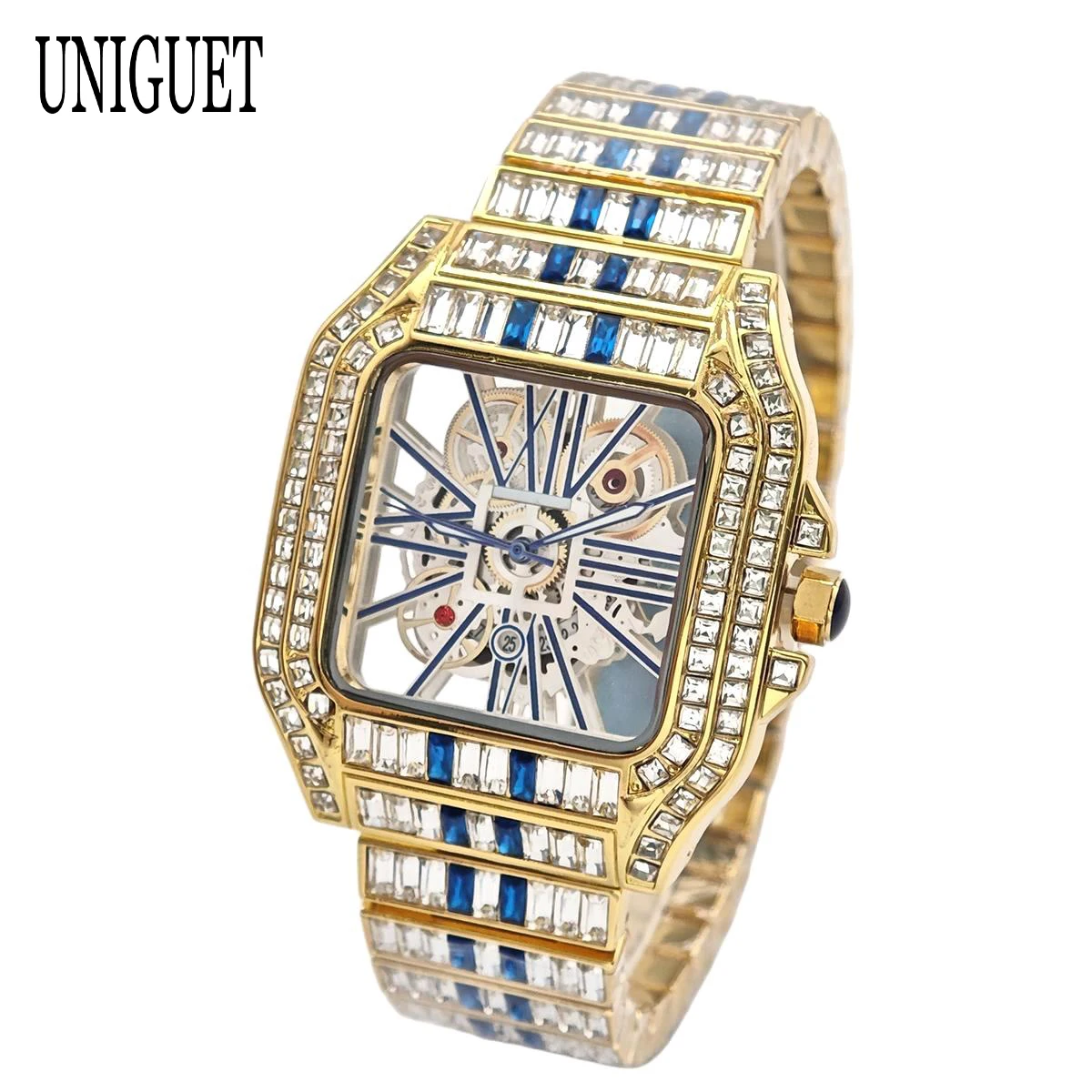 Luxury Brand UNIGUET Men Watches Fashion Hip-Hop With Hollowed Out Diamond Inlay European And American Man Quartz Watch 2026 New