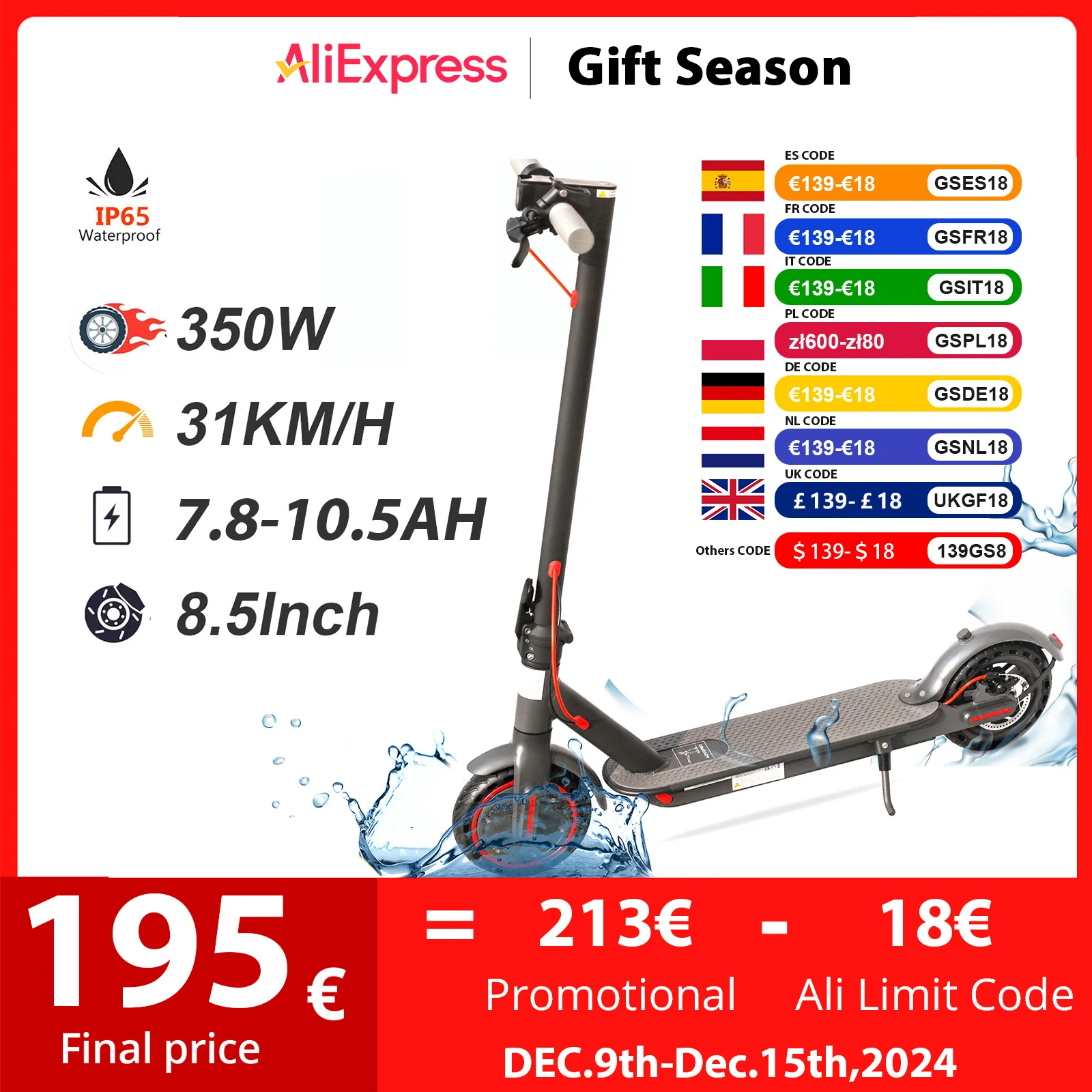 AOVOPRO 7.8-10.5AH Scooter elettrico 350W 31 KM/H Scooter elettrico pieghevole da 8.5 pollici APP Smart Escooter per adulti