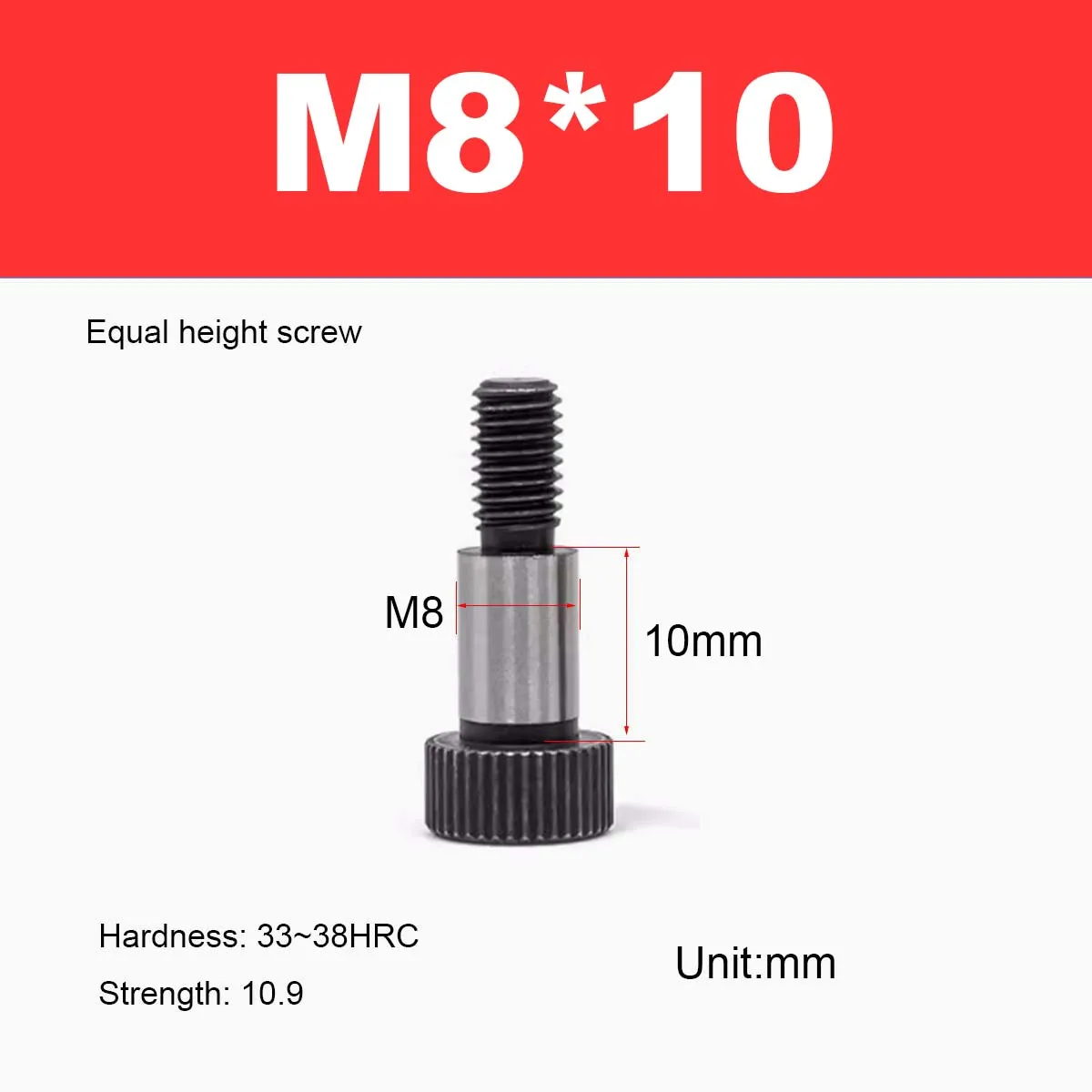 Shoulder Type Threaded Pin Hexagonal Plug Screw M8 Equal Height Bolt
