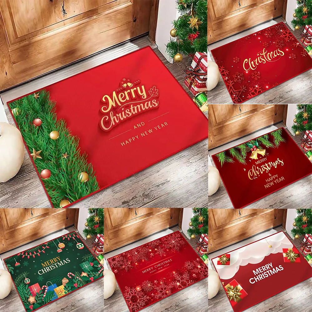 Fußmatte mit Weihnachtsthema und festlichen Ästen, Geschenk, Schneeflockenmuster, weicher, dekorativer Eingangsteppich für Weihnachten, Neujahrsdekoration