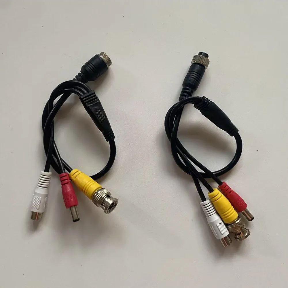 Aviation Extension Video Cable 4 Pin Female/Male Aviation To BNC + DC + RCA Connectors 5.5*2.1mm DC Plug