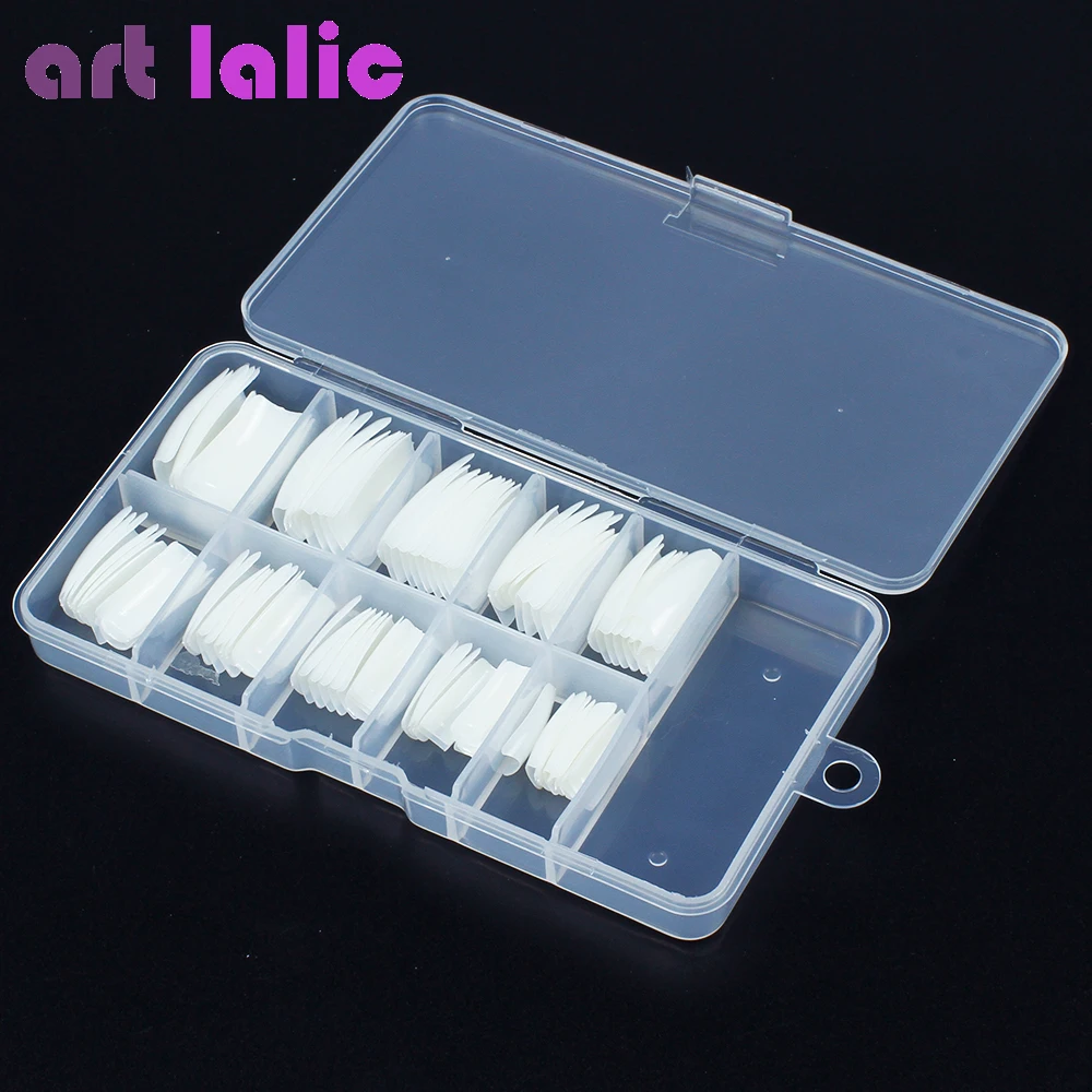 100Pcs/Box Artificial False Nail French Tips Full Cover Colorful Nail Design Acrylic Pratice Manicure Set Salon Nail Art Tools