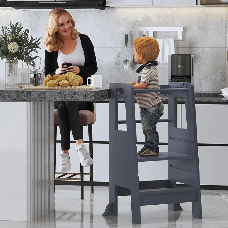 Poggiapiedi da cucina in legno per bambini, sgabello da cucina in piedi per bagno