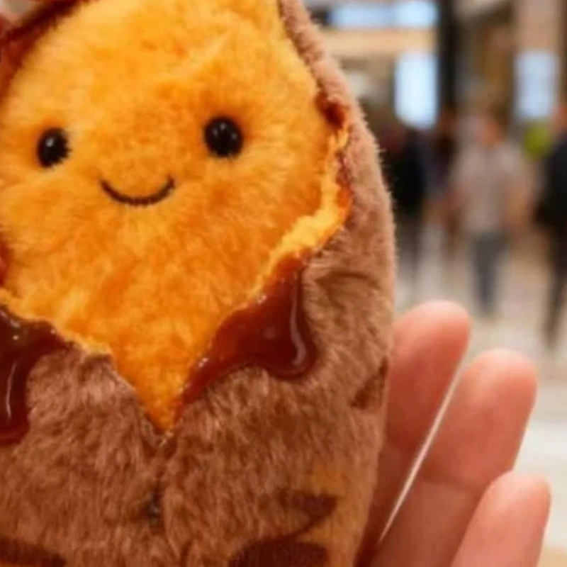 Cute Creative Roasted Sweet Potato Plush Doll Keychain Cartoon Simulated Food Stuffed Doll Pendant Decorative Accessories Gifts
