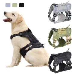 Tactical Dog Harness Leash Collar for Medium Large Dogs No Pull Adjustable Harness Training Easy Control Pet Vest,Reflective