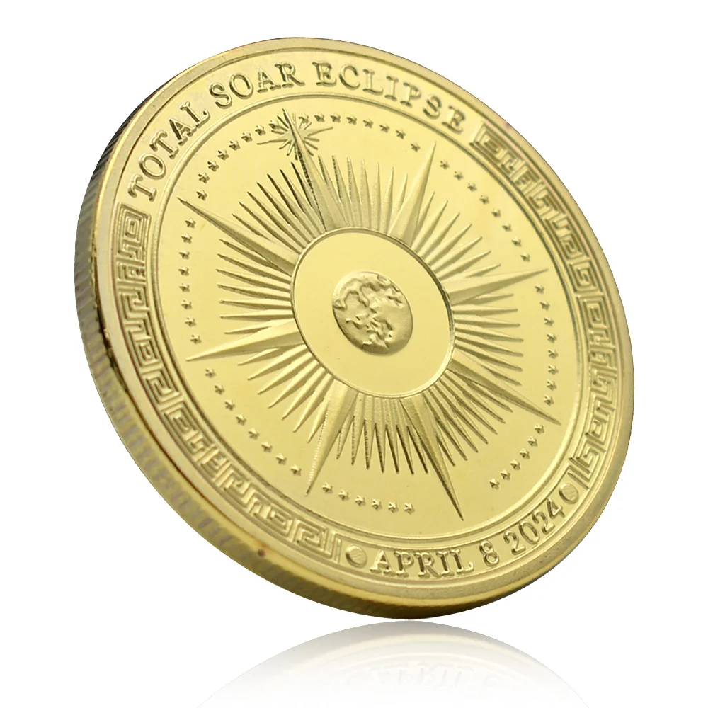 8 أبريل 2024 Total Soar Eclipse Challenge عملة معدنية مطلية بالذهب مجموعة ميدالية تذكارية هدية العيد #4