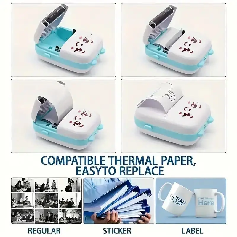 Cute Cat Face Portable Mini Thermal Label Printer