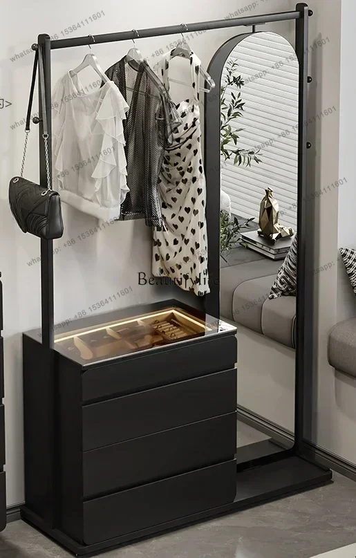 Factory DirectSimple modern chest, coat rack, integrated multi-functional locker, full body full-length mirror