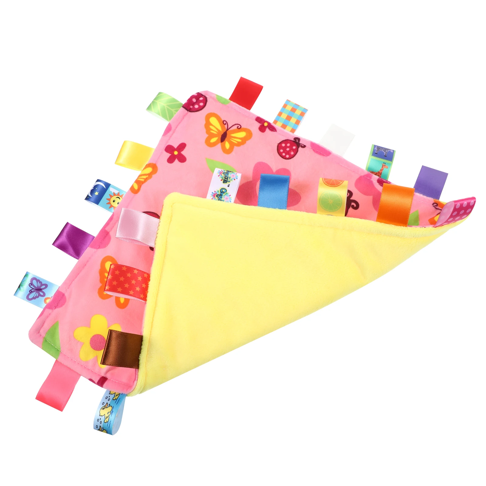 

1pc Soothing Baby Security Blanket Tag Newborn Sensory Touch Saliva Towel Cartoon Lovely Soft Infant Care