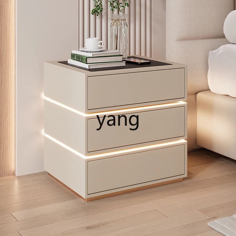 YJQ smart bedside table all solid wood modern simple wireless charging fingerprint lock bluetooth speaker