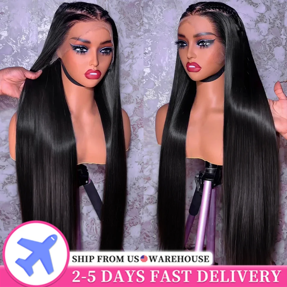 Bone Straight 13x4 Lace Frontal Human Hair Wigs 180 Density Brazilian 30 32 34 Inch 13x6 Transparent Lace Front Wig For Women