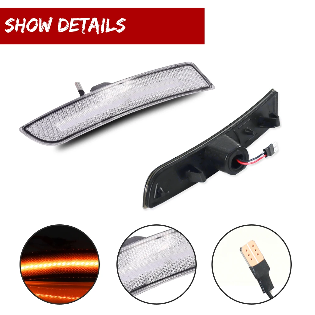 Smoked /Clear Lens Amber LED Front Side Marker Lights For 2014-up Cadillac CTS 2015-up Cadillac ATS, Replace OEM Sidemarker Lamp