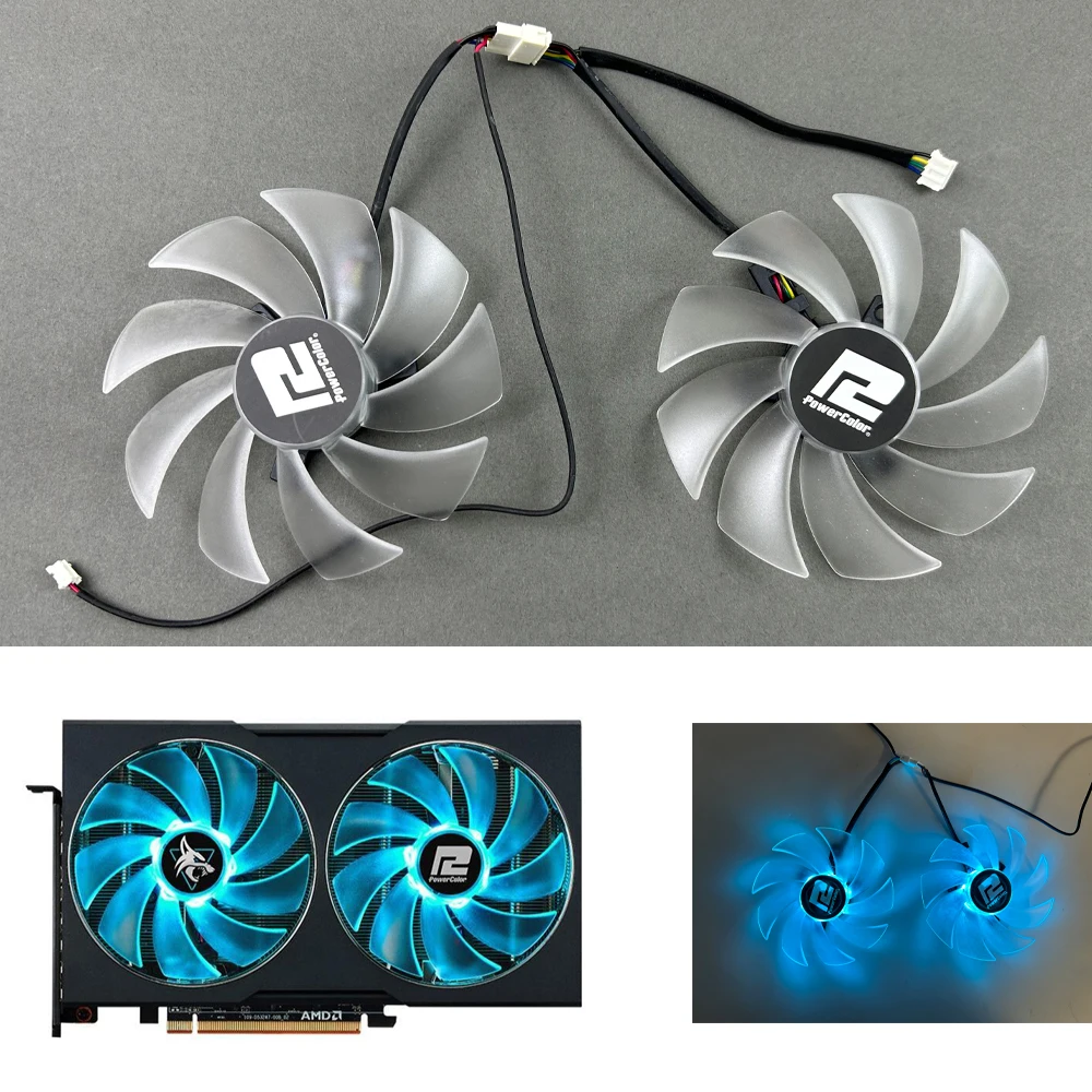 لتقوم بها بنفسك مروحة التبريد 95 مللي متر 4pin FD10015H12D RX6600XT 6650 GPU مروحة ل Powercolor RX 6650 6600 XT 7600XT Hellhound بطاقة الرسومات مروحة