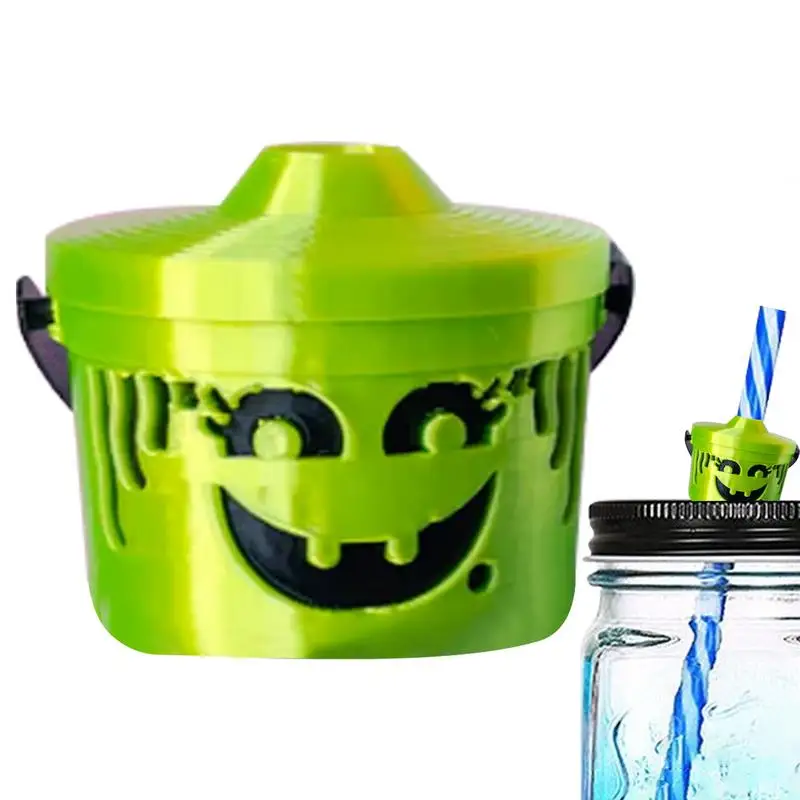 

Cute Straw Toppers Halloween Bucket Shape Straw Tip Covers Cup Decorations For Water Bottle Dustproof Straw Tips Protectors