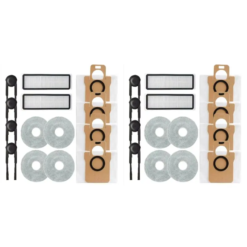 

【DURABLE】2 комплекта сменных аксессуаров для Xiaomi Mijia M40S/OV31C: ткань для мытья полов, мешок для пыли, боковая щетка, вакуумные фильтры.