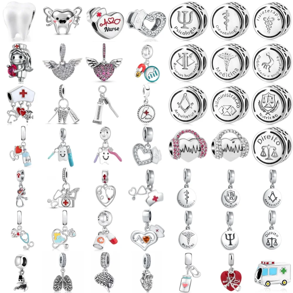Hot Selling 925 Silver Teeth,Nurse Bead Stethoscope,Toothpaste Pendant,Original Bracelet DIY Accessories,Exquisite Jewelry ﻿
