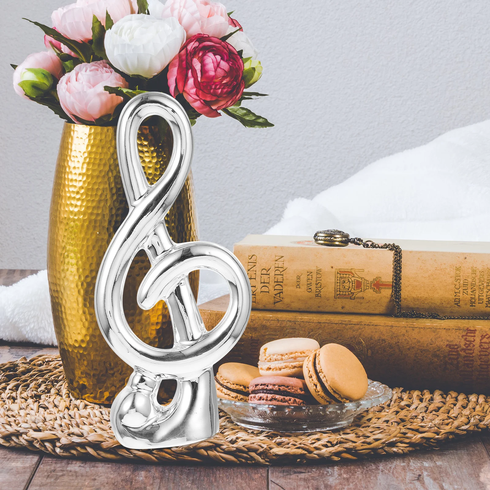 

Ceramic Music Note Statue Creative Desktop Decoration Ornament for Home Office Table Party Decor Ceramic Music Note