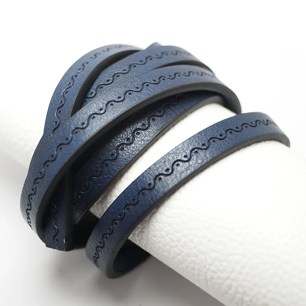 1.15meter Dark  Blue Wavy Point Leather Cord,Braided Leather Strip,Leather Belt Bag Handle,Waist Chain KeyChain Bracelet Making
