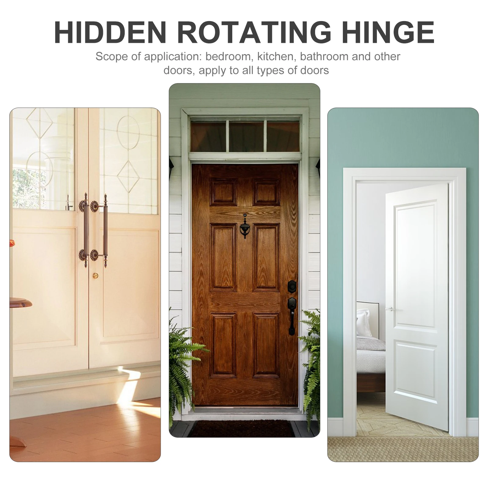 

2pcs Hidden Hinges Stainless Steel Door Cabinet Hinge Black Cupboard Window Hardware Easy Install Non Rust Smooth Surface Long