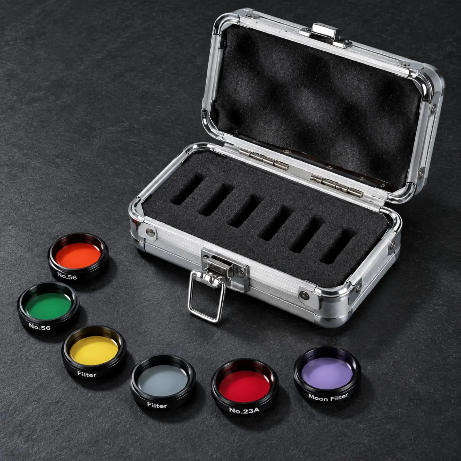 Telescope Color Lens Optical Glass Filter Six Colors Threaded Frame with Aluminum Case for Astronomy Eyepiece Observation
