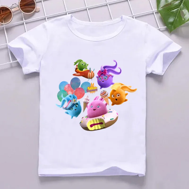 

Hot Sale Cute Sunny Bunnies Print Cartoon Kids T shirt Funny Girls Summer Tops Baby Boys Clothes Children Short Sleeve T-shirt